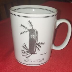 White Mug with French Army Knife Design